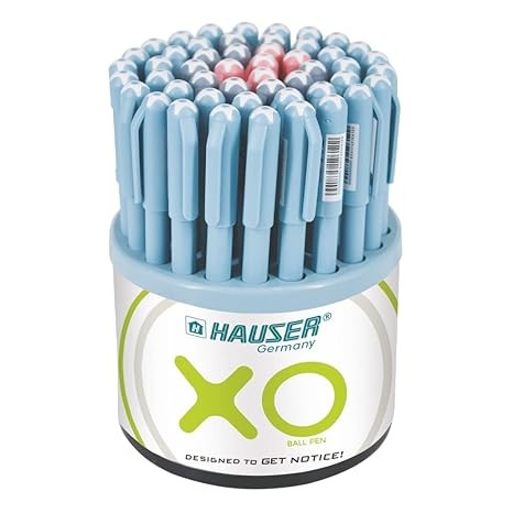Hauser XO 0.6mm Ball Pen Tumbler Pack | Pack Of 50 | Blue, Black & Red Ink