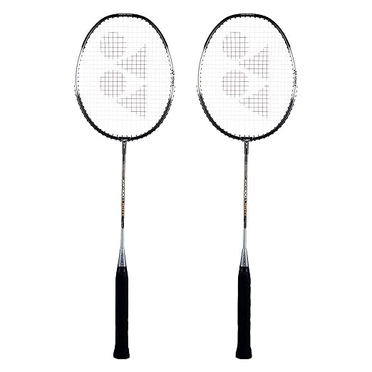YONEX ZR 100 Light Aluminium Badminton Racquet with Full Cover (Black/Black) Set of 2
