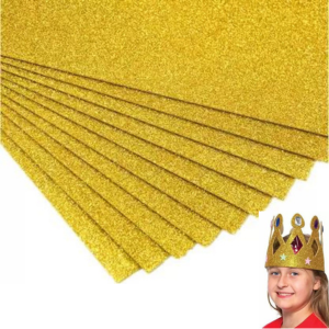 A4Size Golden Eva Foam Glitter Designer Sheets for Craft,Decorations,Projects unruled 2mm 100 gsm A4 paper  (Set of 10, Golden)